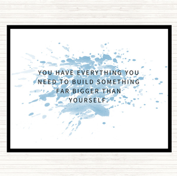 Blue White Build Something Bigger Inspirational Quote Dinner Table Placemat