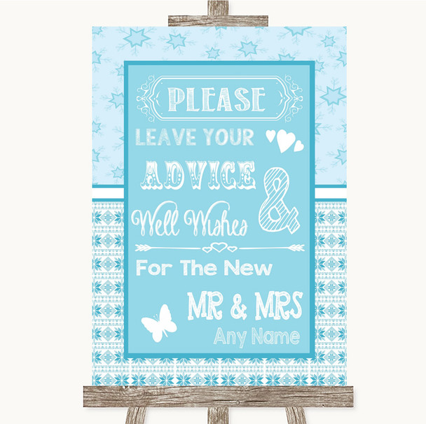 Winter Blue Guestbook Advice & Wishes Mr & Mrs Personalised Wedding Sign