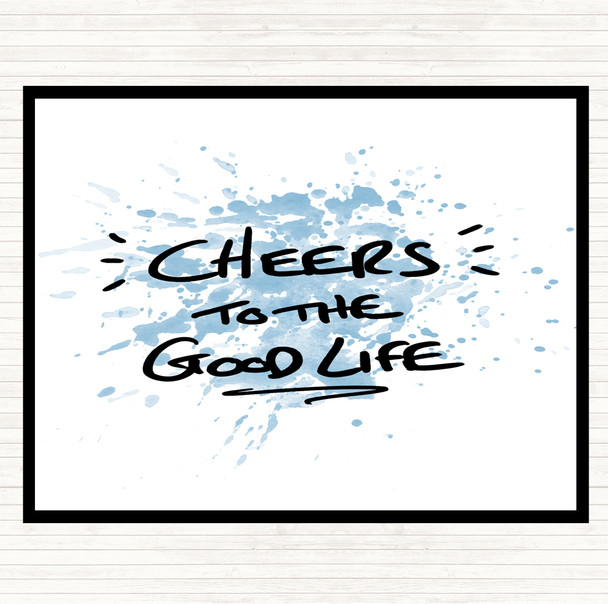 Blue White Cheers To Good Life Inspirational Quote Mouse Mat Pad