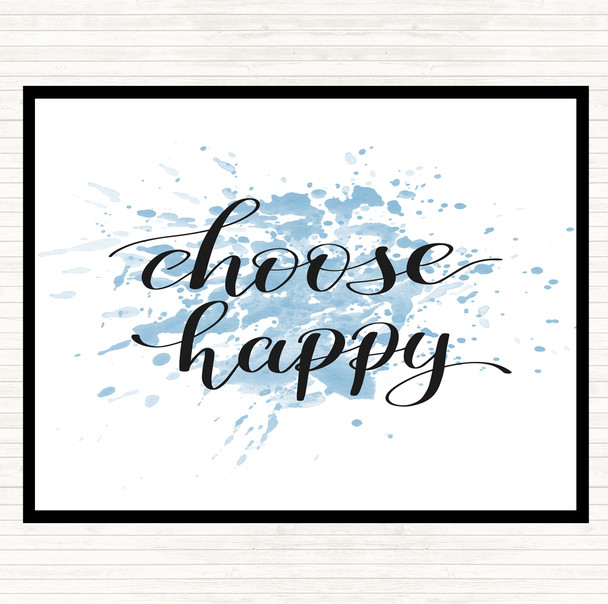 Blue White Choose Happy Inspirational Quote Mouse Mat Pad