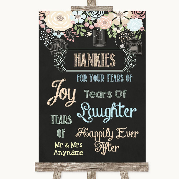 Shabby Chic Chalk Hankies And Tissues Personalised Wedding Sign