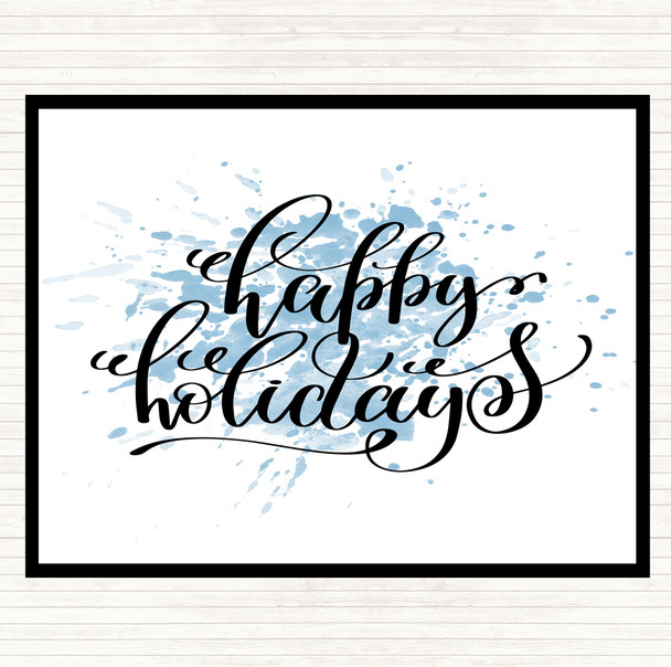 Blue White Christmas Happy Holidays Inspirational Quote Mouse Mat Pad