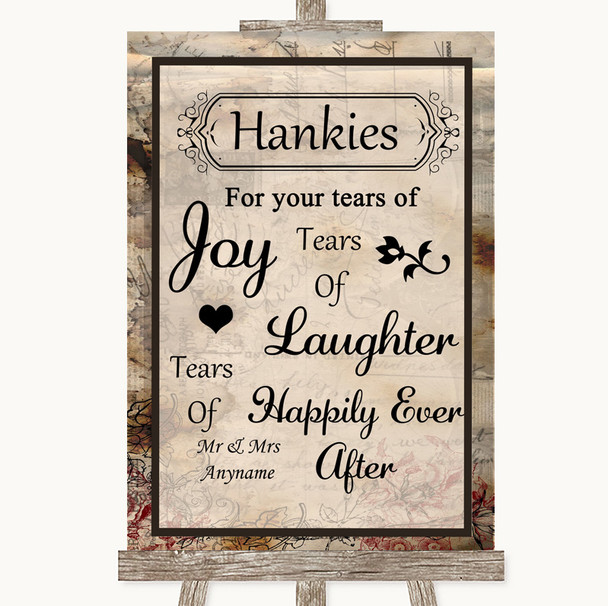 Vintage Hankies And Tissues Personalised Wedding Sign
