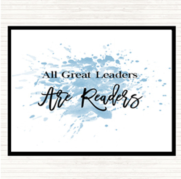 Blue White All Great Leaders Inspirational Quote Mouse Mat Pad