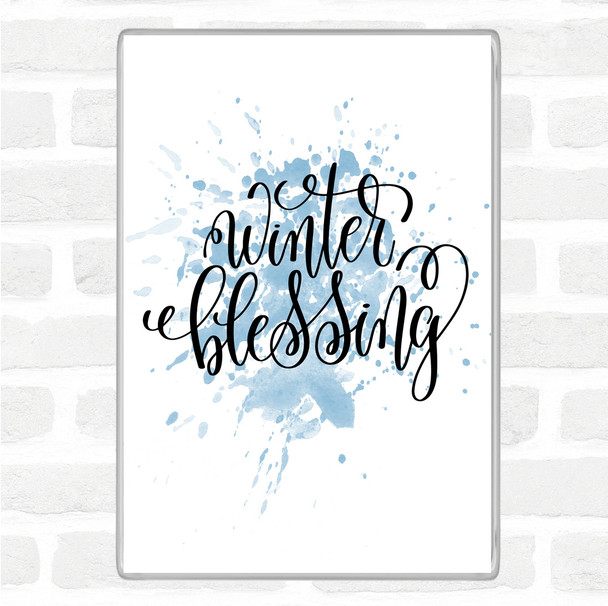 Blue White Christmas Winter Blessing Inspirational Quote Jumbo Fridge Magnet