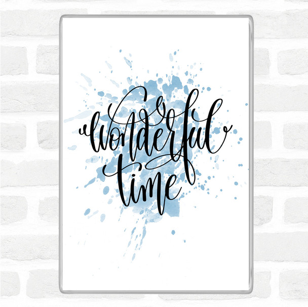 Blue White Christmas Wonderful Time Inspirational Quote Jumbo Fridge Magnet
