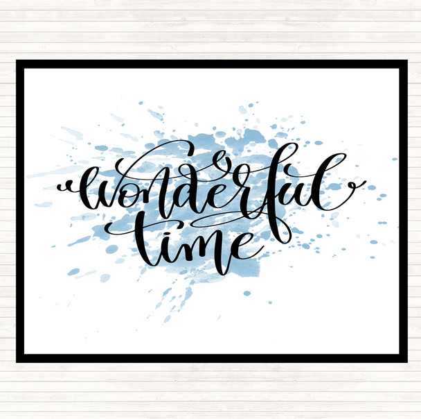 Blue White Christmas Wonderful Time Inspirational Quote Mouse Mat Pad