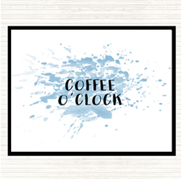 Blue White Coffee O'clock Inspirational Quote Mouse Mat Pad