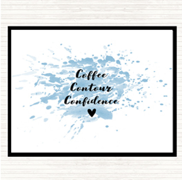 Blue White Coffee Contour Confidence Inspirational Quote Mouse Mat Pad