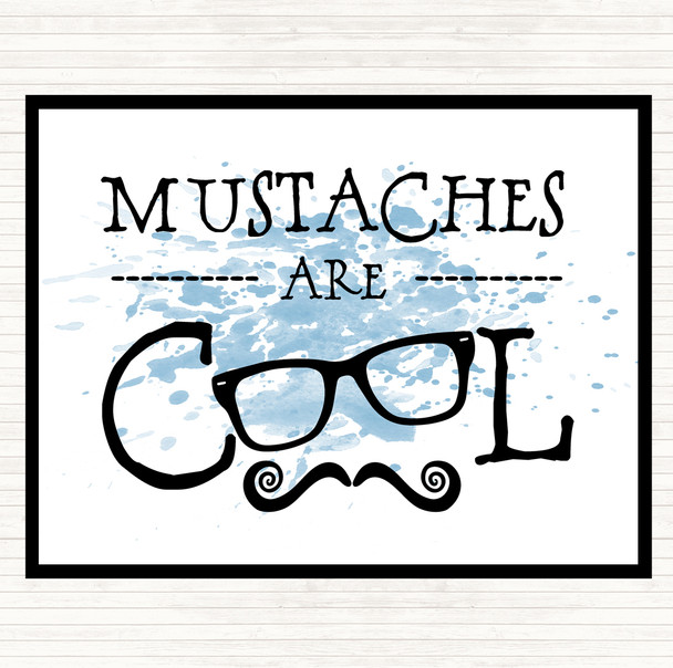Blue White Cool Mustache Inspirational Quote Mouse Mat Pad