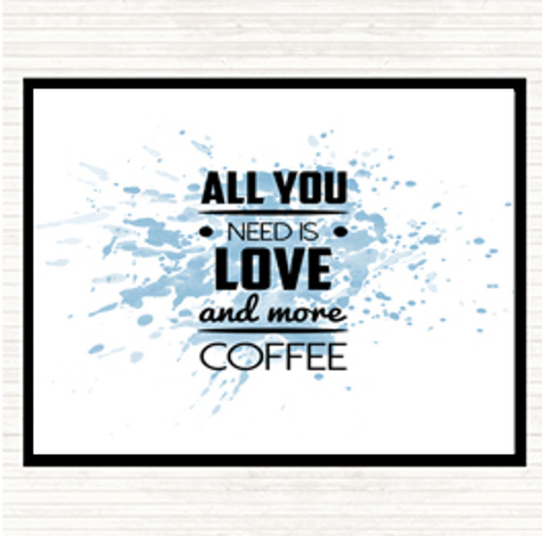 Blue White All You Need Is Love And More Coffee Quote Mouse Mat Pad