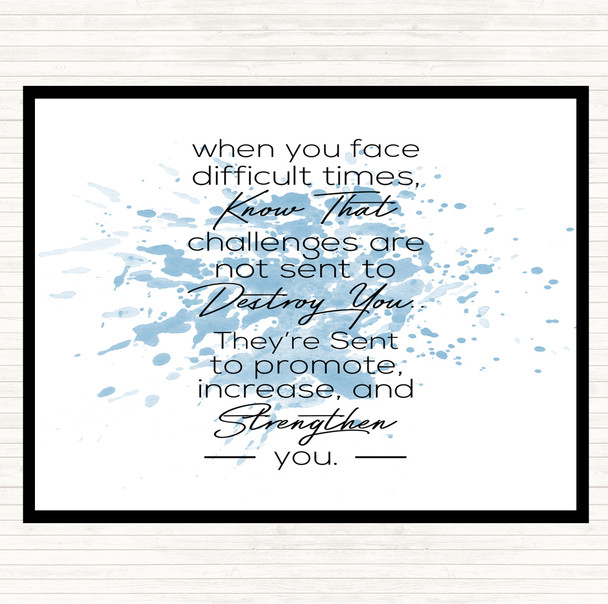 Blue White Difficult Times Inspirational Quote Mouse Mat Pad