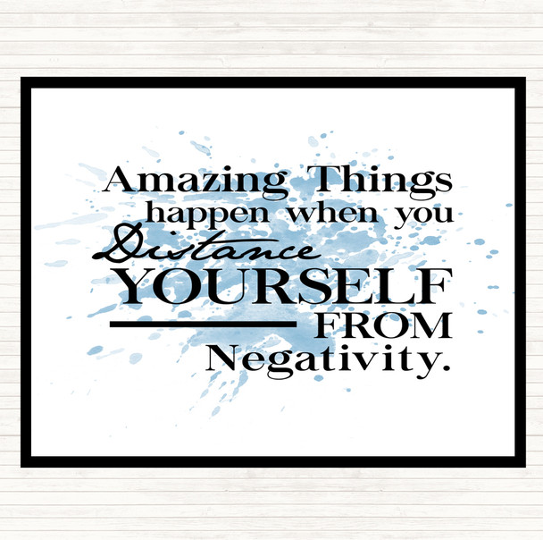 Blue White Distance Yourself From Negativity Quote Mouse Mat Pad