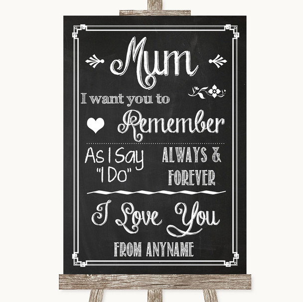 Chalk Sketch I Love You Message For Mum Personalised Wedding Sign