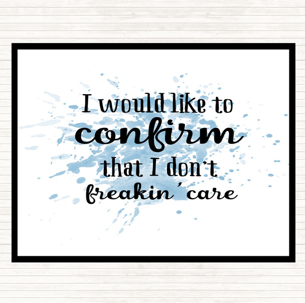 Blue White Don't Freakin Care Inspirational Quote Mouse Mat Pad