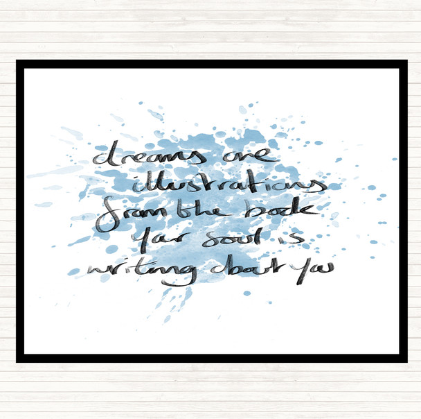 Blue White Dreams Are Illustrations Inspirational Quote Mouse Mat Pad