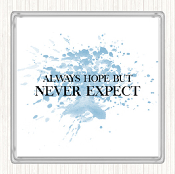 Blue White Always Hope Inspirational Quote Drinks Mat Coaster
