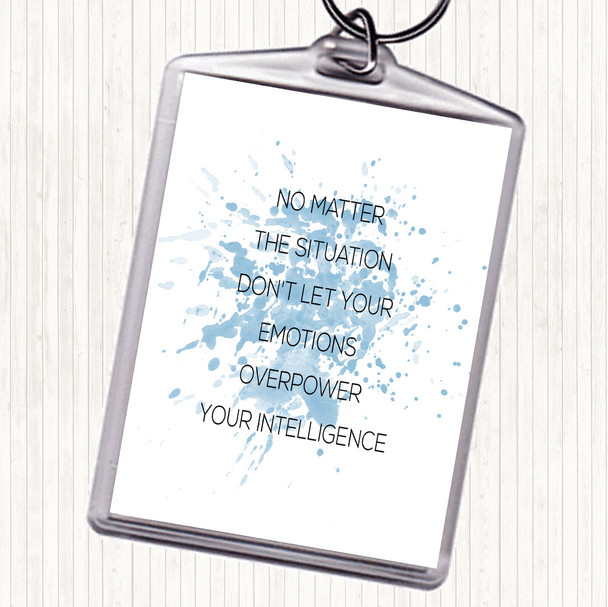 Blue White Emotions Overpower Inspirational Quote Bag Tag Keychain Keyring