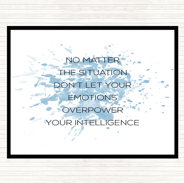 Blue White Emotions Overpower Inspirational Quote Mouse Mat Pad