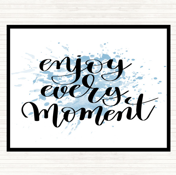 Blue White Enjoy Every Moment Swirl Inspirational Quote Mouse Mat Pad