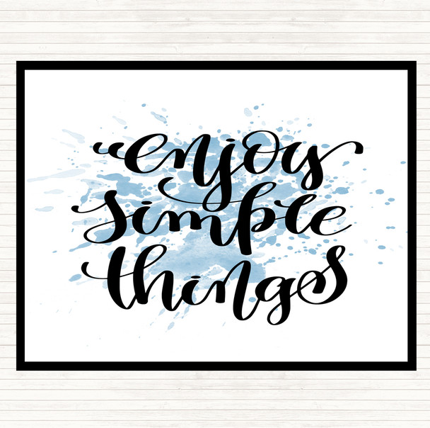 Blue White Enjoy Simple Things Inspirational Quote Mouse Mat Pad