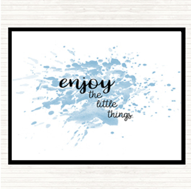Blue White Enjoy The Little Things Inspirational Quote Mouse Mat Pad