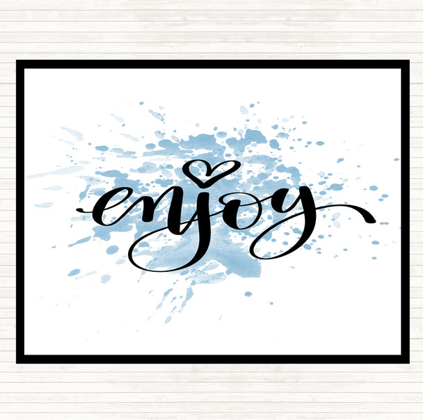 Blue White Enjoy Inspirational Quote Mouse Mat Pad