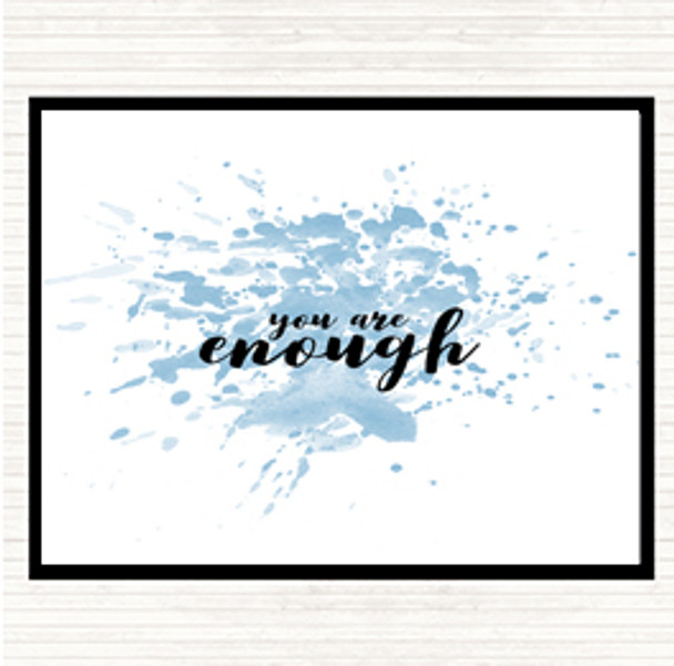 Blue White Enough Inspirational Quote Mouse Mat Pad