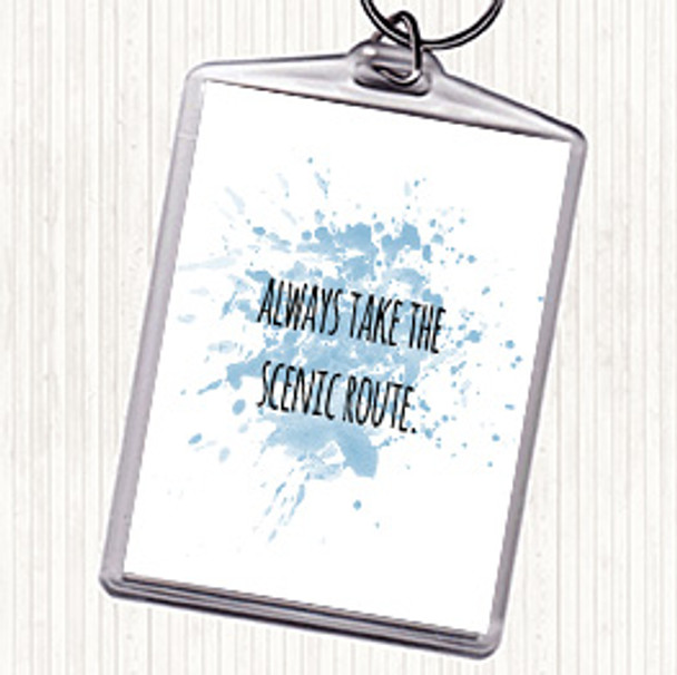 Blue White Always Take Inspirational Quote Bag Tag Keychain Keyring