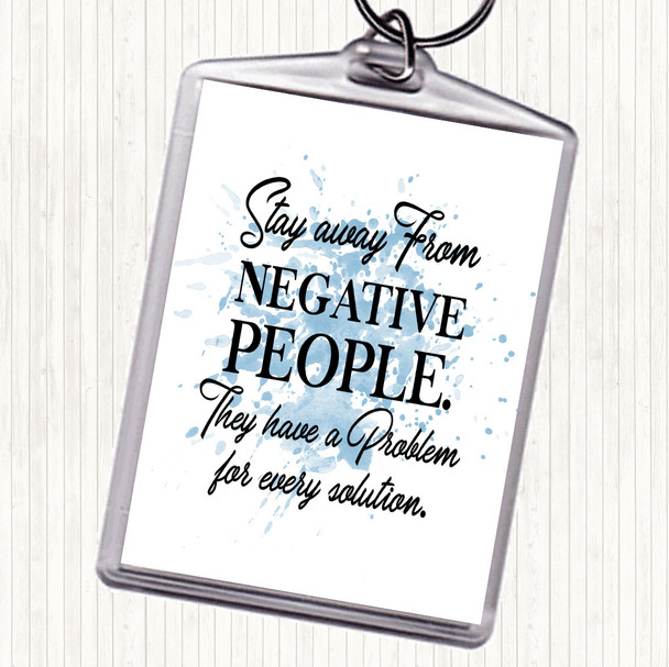 Blue White Every Solution Inspirational Quote Bag Tag Keychain Keyring