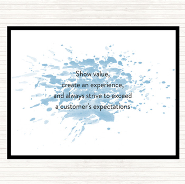 Blue White Exceed Customers Expectations Inspirational Quote Dinner Table Placemat