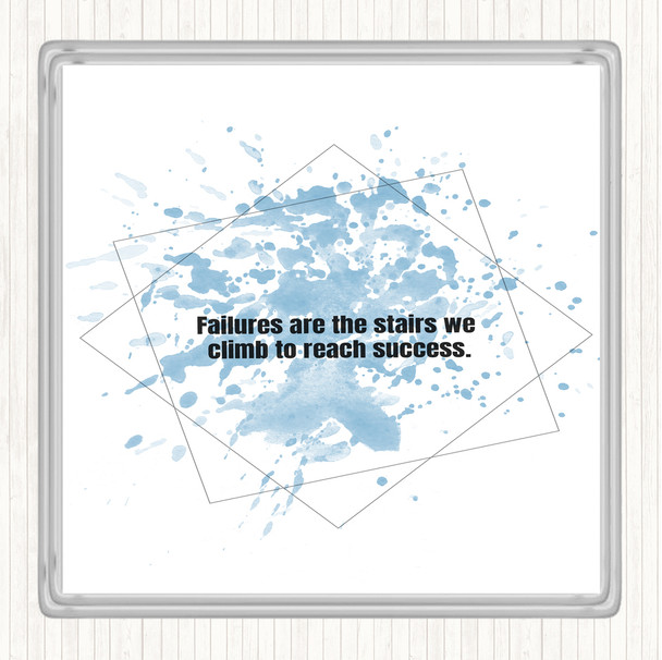 Blue White Failures Stairs Success Inspirational Quote Drinks Mat Coaster