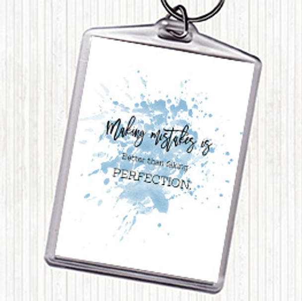 Blue White Faking Perfection Inspirational Quote Bag Tag Keychain Keyring
