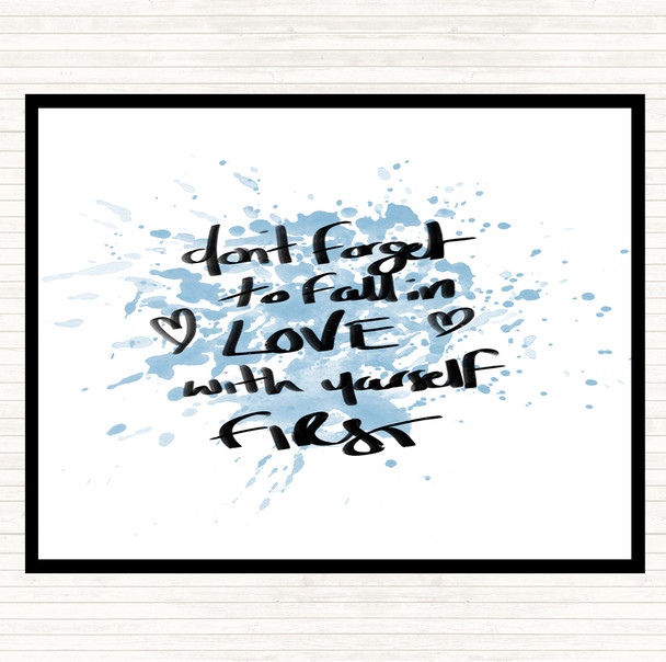 Blue White Fall In Love With Yourself Inspirational Quote Dinner Table Placemat