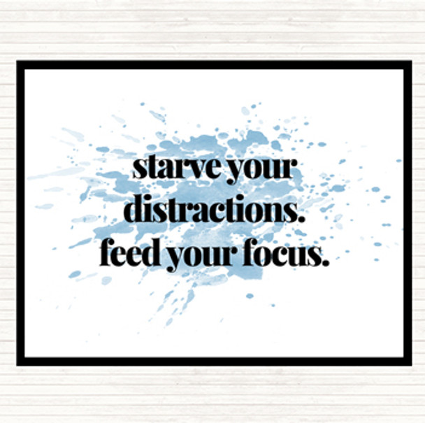Blue White Feed Your Focus Inspirational Quote Mouse Mat Pad