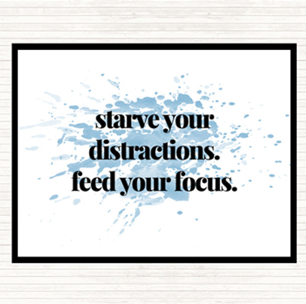 Blue White Feed Your Focus Inspirational Quote Dinner Table Placemat