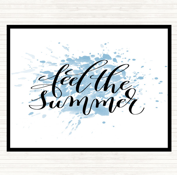 Blue White Feel The Summer Inspirational Quote Mouse Mat Pad