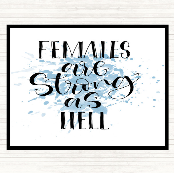 Blue White Female Strong As Hell Inspirational Quote Mouse Mat Pad