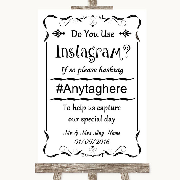 Black and White Instagram Photo Sharing Personalised Wedding Sign