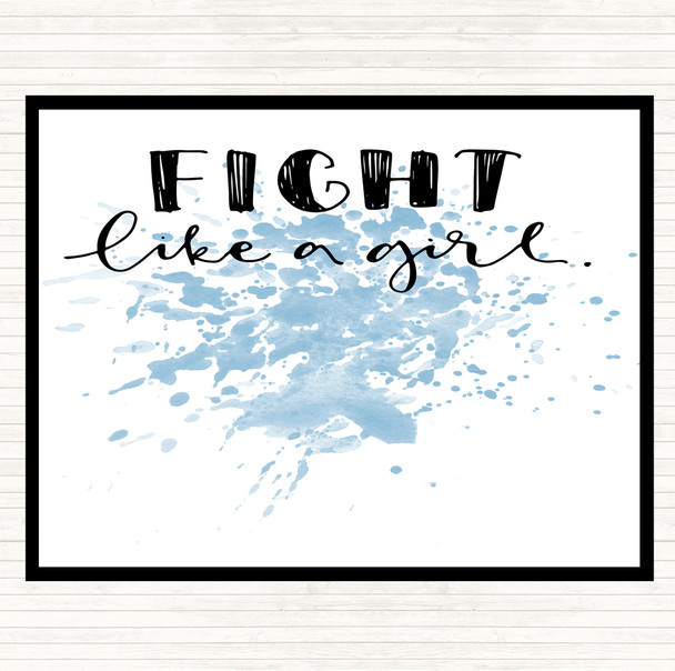 Blue White Fight Like A Girl Inspirational Quote Dinner Table Placemat