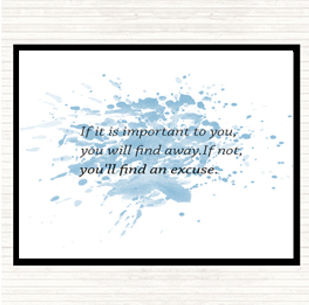 Blue White Find A Way Inspirational Quote Mouse Mat Pad