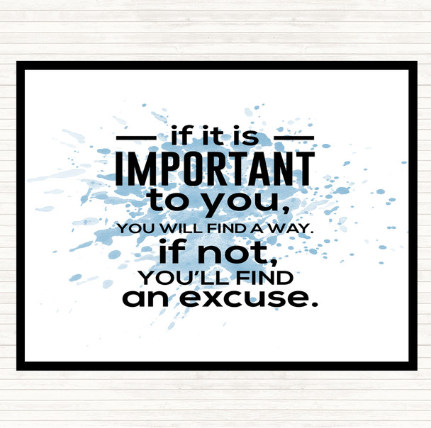 Blue White Find An Excuse Inspirational Quote Dinner Table Placemat