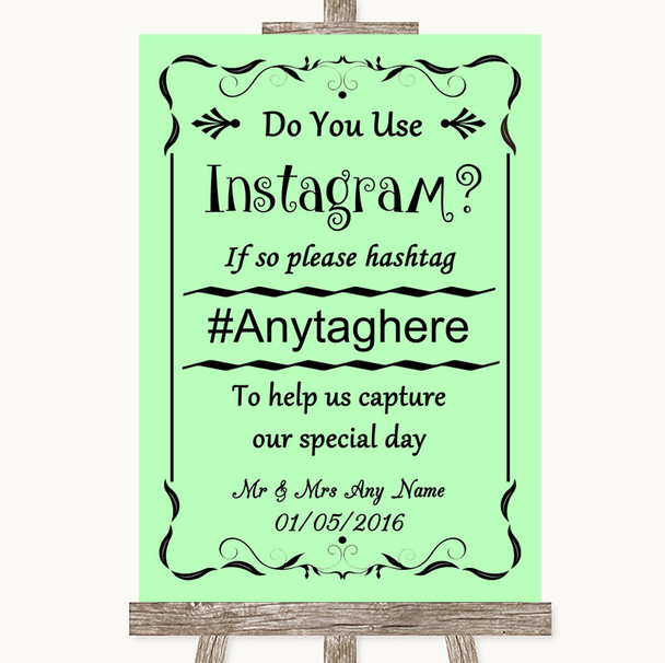 Green Instagram Photo Sharing Personalised Wedding Sign