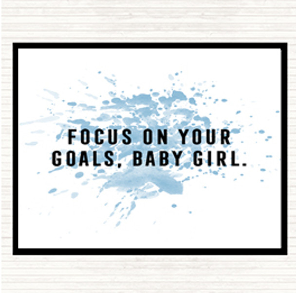 Blue White Focus On Your Goals Inspirational Quote Mouse Mat Pad