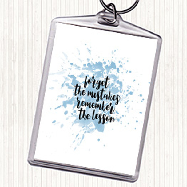 Blue White Forget Mistakes Inspirational Quote Bag Tag Keychain Keyring