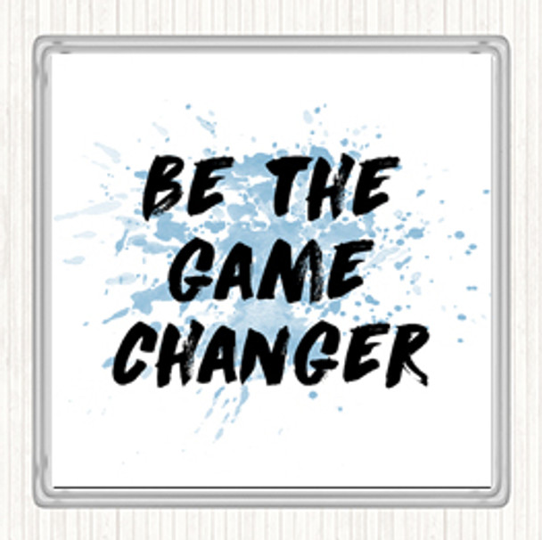 Blue White Game Changer Inspirational Quote Drinks Mat Coaster