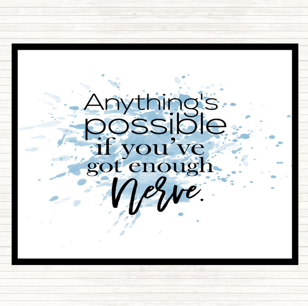 Blue White Anything's Possible Inspirational Quote Dinner Table Placemat