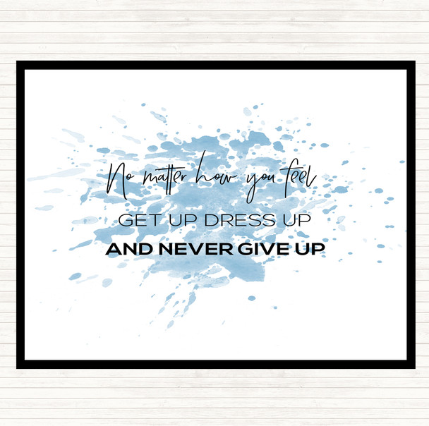 Blue White Get Up Dress Up Inspirational Quote Mouse Mat Pad