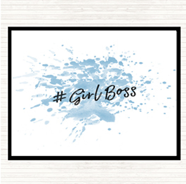 Blue White Girl Boss Inspirational Quote Mouse Mat Pad