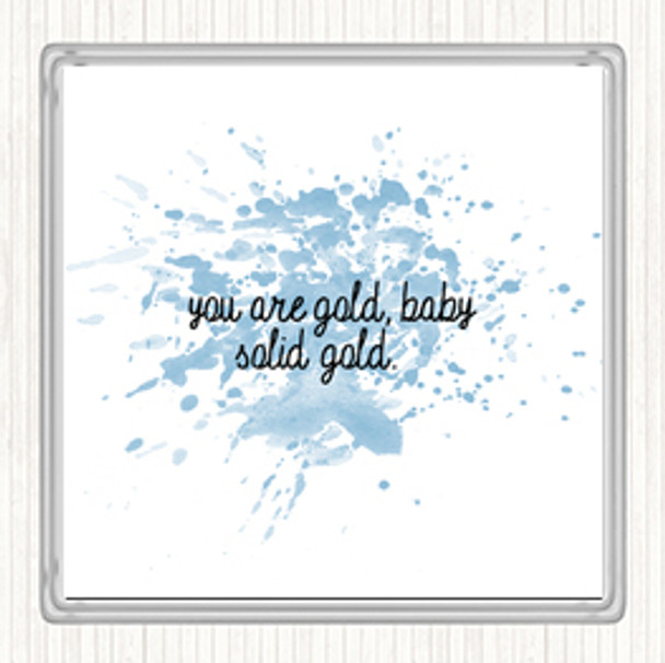 Blue White Gold Baby Inspirational Quote Drinks Mat Coaster